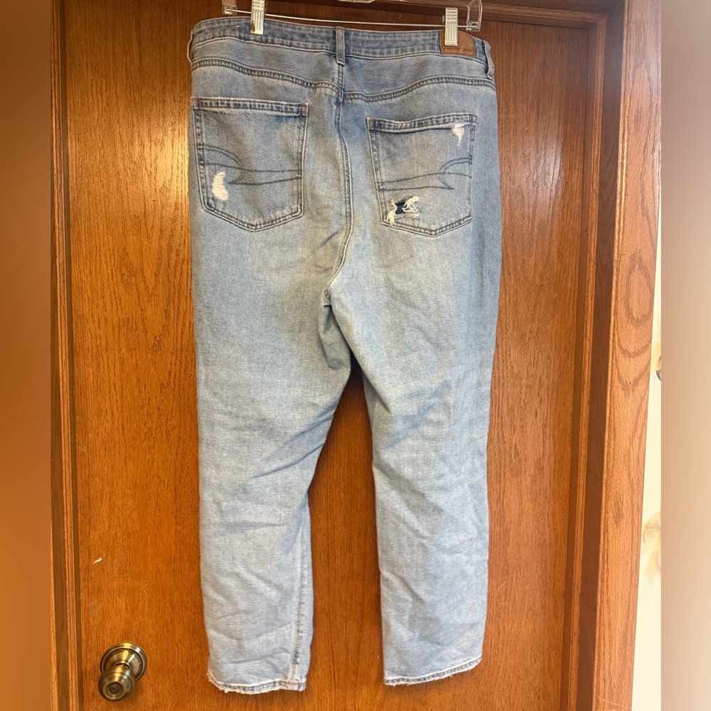 American Eagle Outfitters Light Blue Distressed “Mom” Jeans - Picture 2 of 5
